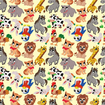cartoon animal seamless pattern