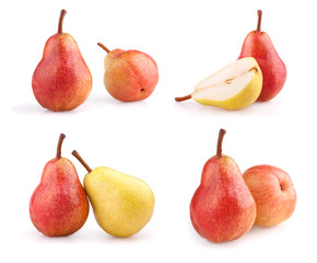 Set of fresh pears isolated on white