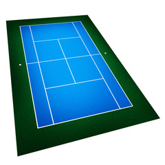 tennis court . Blue hard court