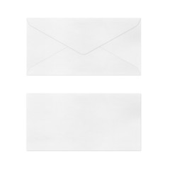 Envelope with blank paper on white.