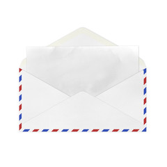 Envelope with blank paper on white.