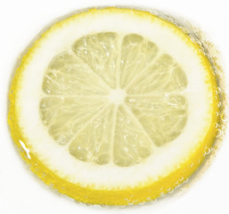 lemon with bubbles  on white background