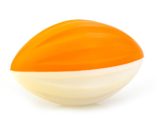 orange foam football isolated on white set