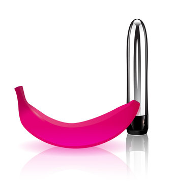 sextoy pour adulte : vibromasseur et banane en plastique