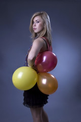 Woman with ballons.