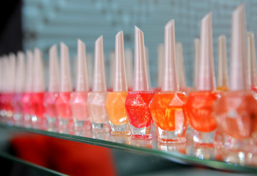 Bottles of nail polish in different shades