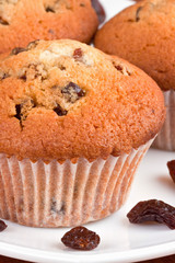 Muffins on a white plate