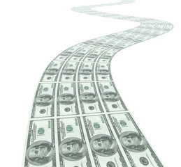 street with dollar bank notes