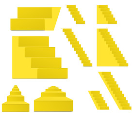 set of yellow vector staircase isolated on white background