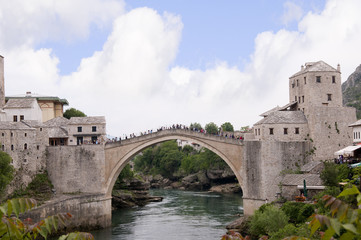 Obraz premium The Bridge in the town of Mostar in Bosnia Herzegovina