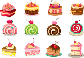 Set of pieces of cake