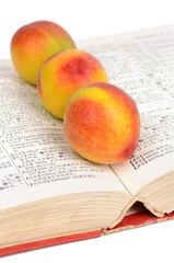 peaches and book