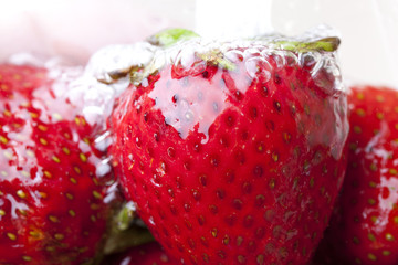 Strawberries being washed