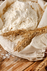Whole flour with wheat ears