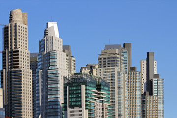 Towering city skyscrapers