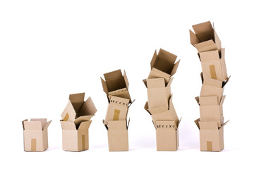 Five columns of boxes on white