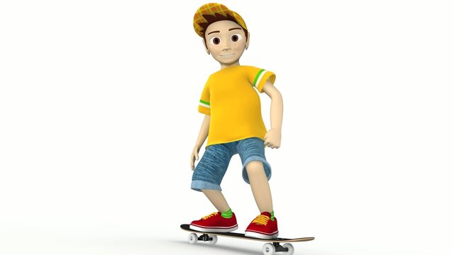 Junge f&auml;hrt Skateboard