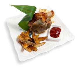 pork shank with potatoes and sauce