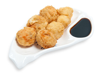 cheese balls with garlic sauce
