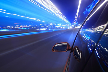 Obraz na płótnie Canvas Samochód rush, motion blur light steet.