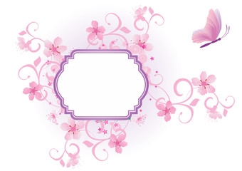 pink vector frame with flowers
