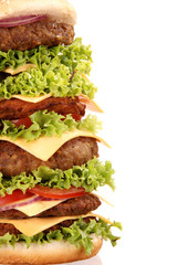 delicious xxl hamburger isolated on white background