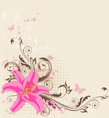 Naklejka na ściany i meble floral background with pink lily