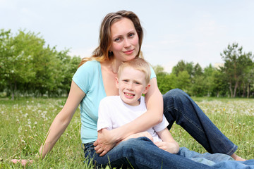 Fototapeta premium mother with her son outdoors