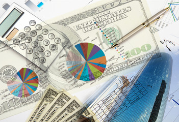 Collage of various business elements.