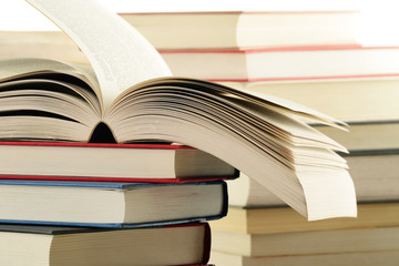 Composition with stack of books