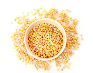 Dry yellow peas in plate