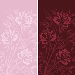 Vintage banners with roses silhouette