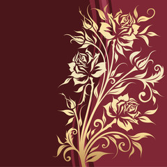 Vintage floral card with gold roses