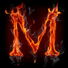 Fire font. Letter M.