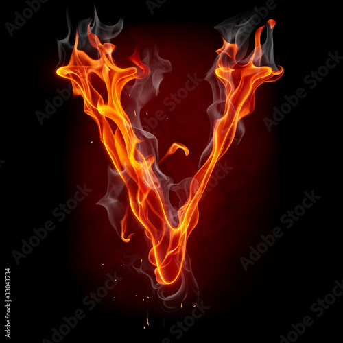 Fire Font Letter V Wall Mural Wallpaper Murals Wallsheaven Misha