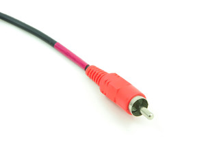 Red AV cables used in home stereos and entertainment systems