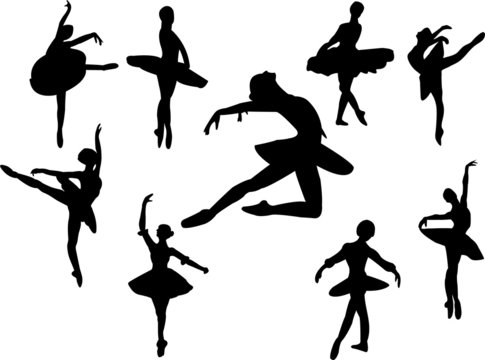 collection of ballerinas silhouette - vector