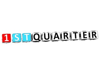 3D 1 St Quarter Cube Text
