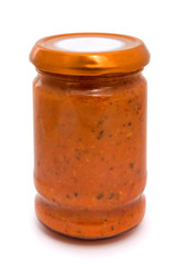Gass jar of tomato sauce