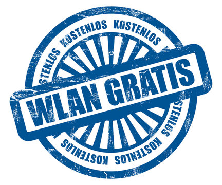 Strahlen Stempel blau WLAN GRATIS