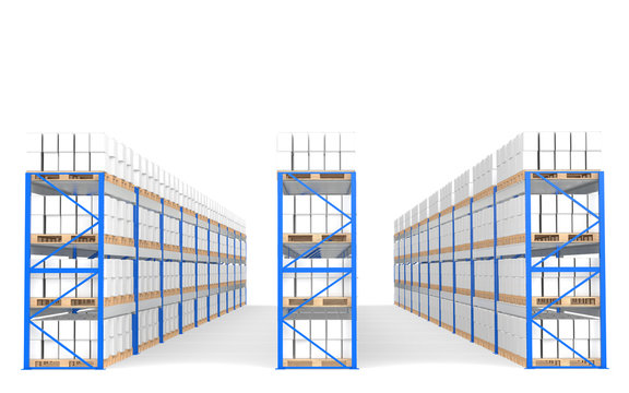 Shelves, with shadows. Part of a Blue Warehouse series.