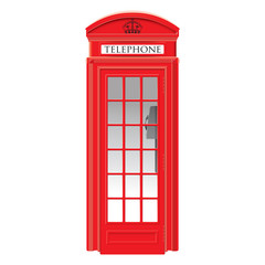 Red telephone box - London - detailed isolated illustration