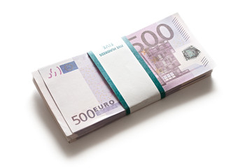 Obraz na płótnie Canvas Pile of euros isolated on white background