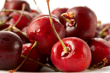 Cherries isolated on the white background