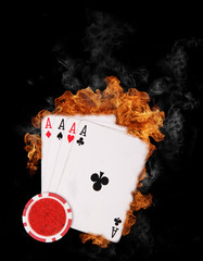 Four aces in flames