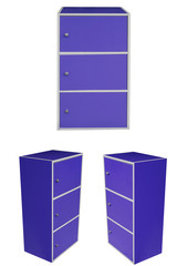Three style colorful cabinets.