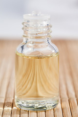 Focus on a glass phial