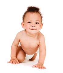 Smiling baby in diaper