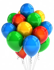 Party balloons over white background