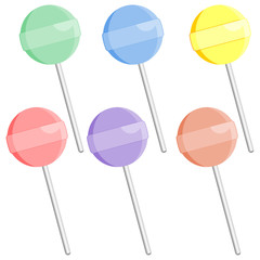 Lollipop with different colors over white background